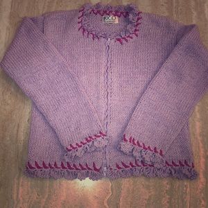100% cotton handknit zipper cardigan